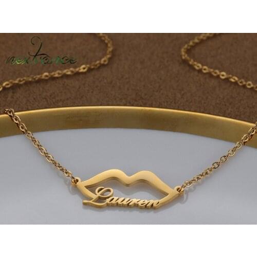 Nextvance Custom Name Necklace Stainless Steel Personalized Lips Letter Gold Choker Pendant For Woman Lover Best Jewelry Gift