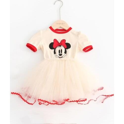 Princess Dress Minnie Mouse Kids Dresses for Girls Vestidos Free Bow Tie Hair Band Mesh Tutu Dress Party Birthday Outfits