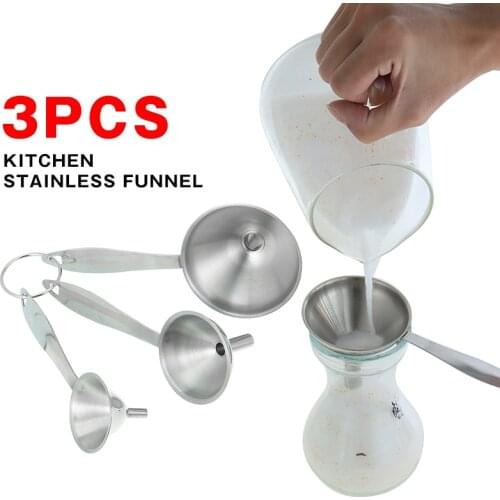 Portable Funnel Filter Tools For Oils Powder Wine Home Tapered Funnel With Handle Stainless Steel Liquid Funnel Kitchen Tools