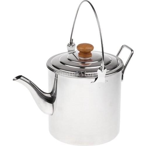 2000ml Camping Portable Stainless Steel Water/Coffee/Tea Kettle Cooking Pot Outdoor Hiking Fishing Travel