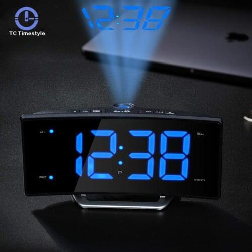 Projection Desk Clock With Time FM Radio Alarm Clocks Led Digital Electronic Table Desktop Alarm Watches Projector