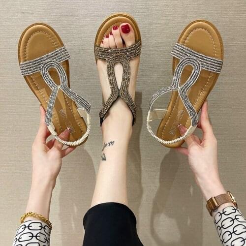 Glitter Slippers Women Summer Sandals 2021 Fashion Bling Female Flip Flops Beach Diamond Flat Shoes Outdoor