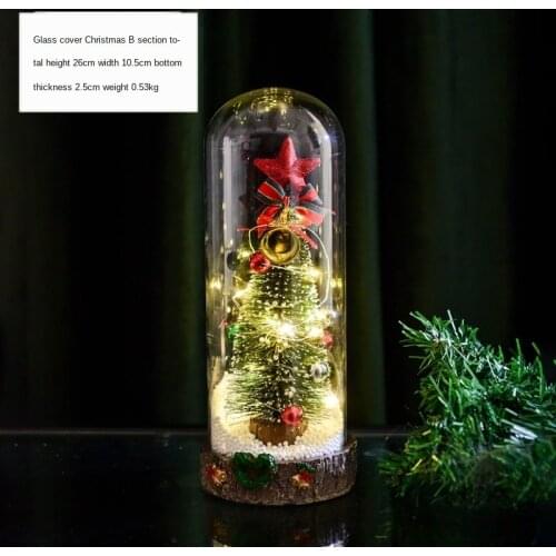 Nordic Christmas tree decoration eternal flower luminous glass cover window creative decoration Christmas decorationh LED light