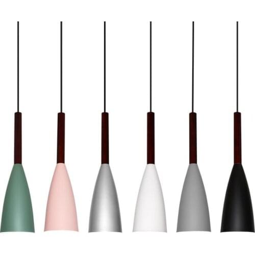 Nordic Minimalism droplight E27 Aluminum Wood Pendant Lights, Home restaurant decor lighting lamp and Bar Showcase spot light