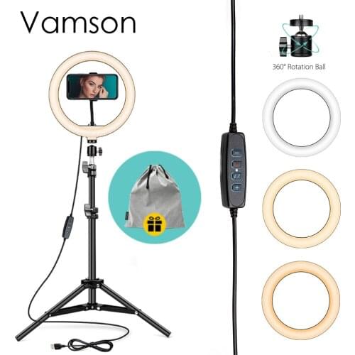 Vamson LED Ring Light Tripod Camera Phone Light Lamp Makeup Light Hoops YouTube Video, Photo, Photography, Selfie VLS11A