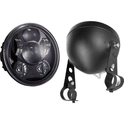 5-3/4" 5.75 inch Motorcycle LED Projector DRL Headlight with 5.75Inch Headlamp Housing Bucket For Dyna Sportster Softail