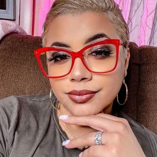 Tr90 Spectacle Frame Square Glasses Frame Clear Lens 2020 Women CatEye Eyewear Optical Frames Transparent Eyeglasses Flat Mirror