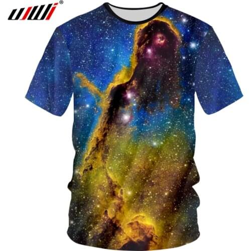 UJWI Casual Tshirt Men Fashion Summer Tops 3D Digital Print Galaxy Space Tshirt Star Tee Shirt Man Bodybuilding Clothes Shirts