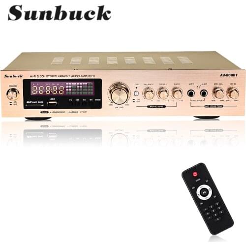 SUNBUCK 2000W 220V 110V bluetooth5.0 Audio Power Amplifier Home Theater Amplifiers Audio with Remote Control Support FM USB