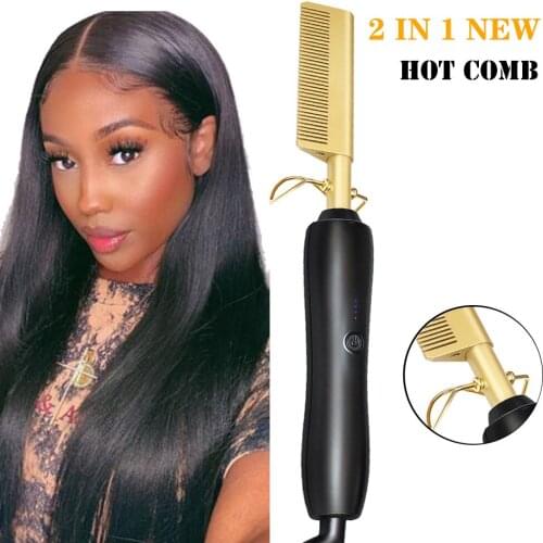 Hair Straightener Flat Irons Straightening Brush Hot Heating Comb Hair Straight Styler Corrugation Curling Iron Hair Curler Comb