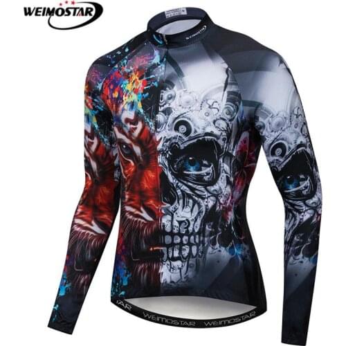 Weimostar 2021 Pro Team Cycling Clothing Skull Men Long Sleeve Racing Cycling Jersey Autumn Polyester mtb Bicycle Jersey Jacket