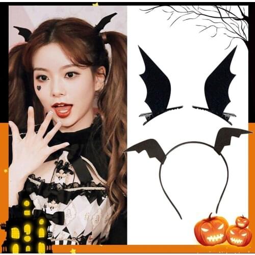 Halloween Little Devil Elf Wings Hairpin Hair Band Cosplay Ear Hair Band Black Bat Side Clip Jewelry Barrettes Headwear Gift