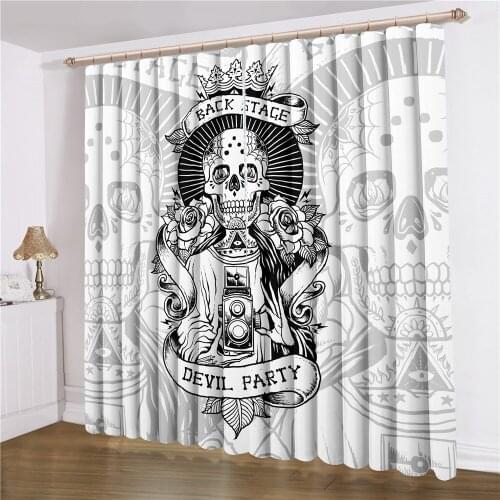 Skull Skeleton Curtains Devil Party Window Curtain Home Textile Window Treatments 3D Print For Living Room Window Drapes