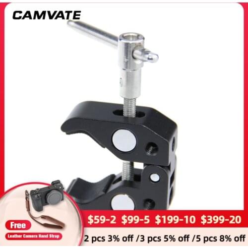 CAMVATE Camera Clamp Small Super Clamp Crab Pliers Clip With 1/4"-20 & 3/8"-16 Threaded Holes For DSLR Camera Magic Friction Arm