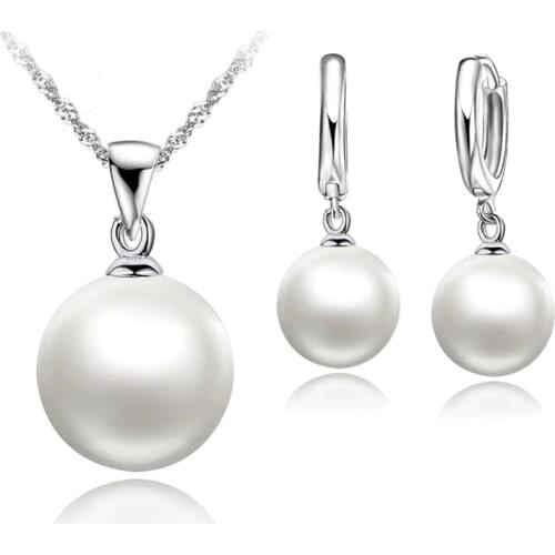 Beautiful 12mm Pearl Korean Luxury 3 Colors Vintage Women Wedding Jewelry Set for Women Engagement Jewelry Dropshipping