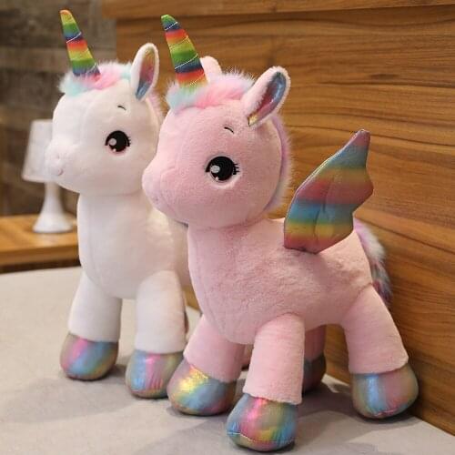 1pc 40CM Fantastic Unicorn Plush Toy Rainbow Horse With Wings Stuffed Unicornio Doll Toys Girl Children Birthday Gift Pillow