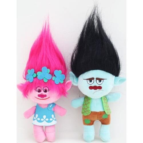 23cm Movie Trolls Plush Toy Poppy Branch Soft Plush Stuffed Dolls With Keychain Pendants Toys Christmas Gifts For Kids 1pc