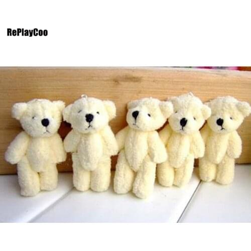 100Pcs/Lot Mini Teddy Bear Stuffed Plush Toys 6cm Small Bear Stuffed Toys Black nose white pelucia Pendant Kids Birthday Gift109