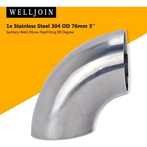 1x Stainless Steel 304 OD 76mm 3'' Sanitary Weld Elbow Pipe Fitting 90 Degree