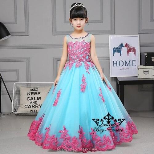 2018 blue flower girl DRESS-OCCASION-PARTY-BRIDESMAID-WEDDING-FORMAL-WEAR!! Cute and Lovely