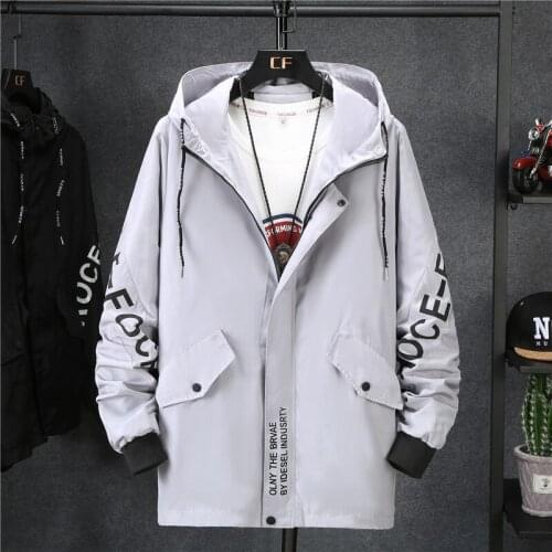 2020 Mens Jacket Spring and Autumn Trend Handsome Letter Printed Jacket Hooded Jacket Tide Youth Jacket Plus Size 7XL 8XL