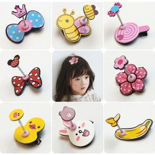 2021 Children Cute Acrylic Cartoon Flower Ornament Hair Clips Baby Girls Lovely Alloy Barrettes Hairpins Kids Hair Accessories