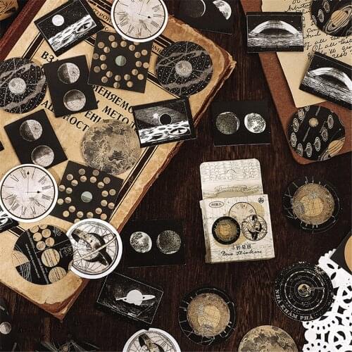 46pcs/box Old Time Series Stickers DIY Scrapbooking Hand Account Sticky Labels Classify Marks Stationery Planner Label Stickers