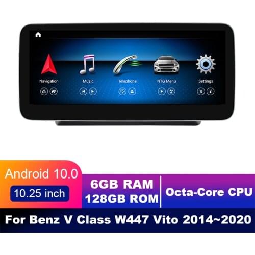 4G LTE 6GB+128GB Android display For Mercedes Benz V Class W447 2014~2020 10.25" touch screen GPS Navigation car radio stereo