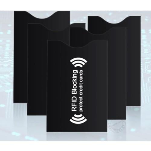 5pcs Black Aluminum Foil Anti Scan Credit Card Holders RFID Blocking Sleeves Anti Theft Electronic Pickpocketing Protectors