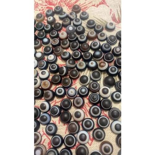 5Pcs/Lot God Prophet Eyes Sheep Board Beads Natural Agate Stone Loose Jewelry Accessories Matte Black Retro Style DIY Material