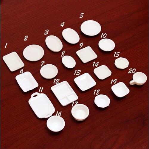 5pcs White plate Dishes Simulation Plates Miniature Pretend Play Kitchen Toys Dinner Tableware Doll House Accessories Kids Gift