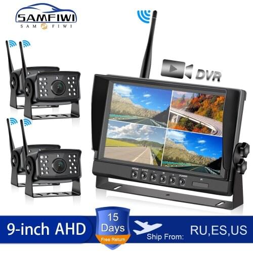 AHD 9 inch Wireless Car Monitor 4ch Quad DVR Dash Monitors Display IPS Screen Video Recorder Truck Wifi Backup Vehicle Camera