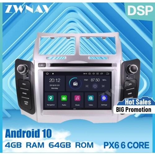 PX6 IPS Android 10 Car DVD Stereo Multimedia Head Unit For Toyota Yaris 2005 2006 2007 2008 2009 2010 2011 Auto Radio GPS Audio