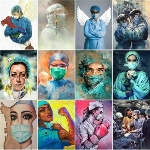 AZQSD Full Drill Diamond Embroidery Nurse Jesus Mosaic Diamond Painting Religion Cross Stitch Rhinestones Needlework Home Decor