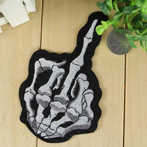 Free shipping 7.6cm*12.6cm fingers Embroidered Patch Iron On Motif Applique Embroidery Patches for clothing Embroider Badge