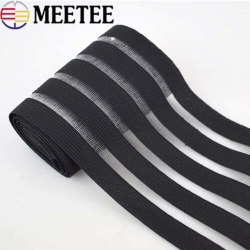 Meetee 8meters 5cm/9cm Glitter Transparent Elastic Band Webbing DIY Pants Belt Rubber Band DIY Sewing Accessories BD305
