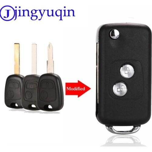 Jingyuqin 2 Buttons Modified Flip Car Key Case Blank Shell For Citroen C1 C2 C3 Xsara Picasso For Peugeot 206 306 307 406