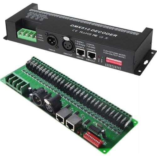 DMX512 Decoder DC9-24V RJ45 High Power 30CH Channel LED Strip Lighting Controller DMX Decoder