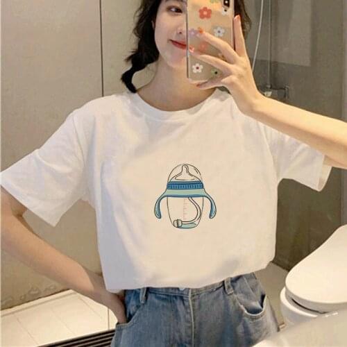 Summer T Shirt for Women Bottle Graphic Aesthetic Top Tees Women White T-Shirt Oversized Fashion Female Girl Ladies Clothing
