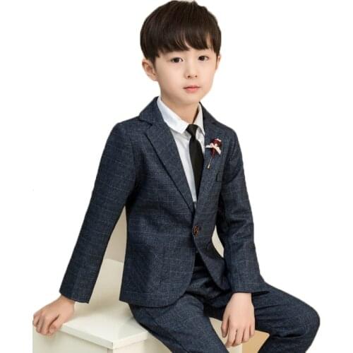Flower Boys Wedding Suit Sets Children Blazer Pants Shirt 3pcs Clothing Sets Kids Host Performance Dress Costume