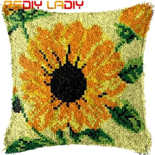 Latch Hook Kits Make Your Own Cushion Sunflowers Acrylic Yarn Crocheting Pillow Case Set Latch Hook Cushion Cover Hobby & Crafts