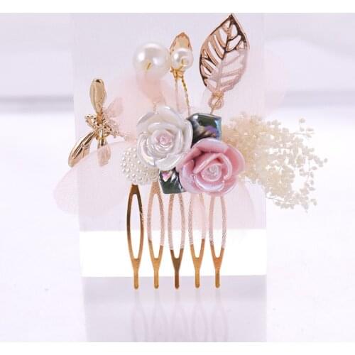 Mini Flower Pearls Hair Combs Hairpins Clips Bride Wedding Hair Accessories Gold Color Metal Headpieces for Women Hair Ornaments