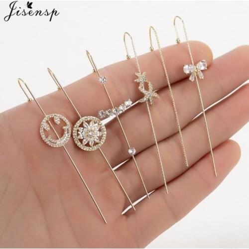Fashion Crystal Stud Earring for Women Geometric Ear Wrap Crawler Hook Earrings Pearl Climber Ear Cuff Piercing Jewelry Gifts