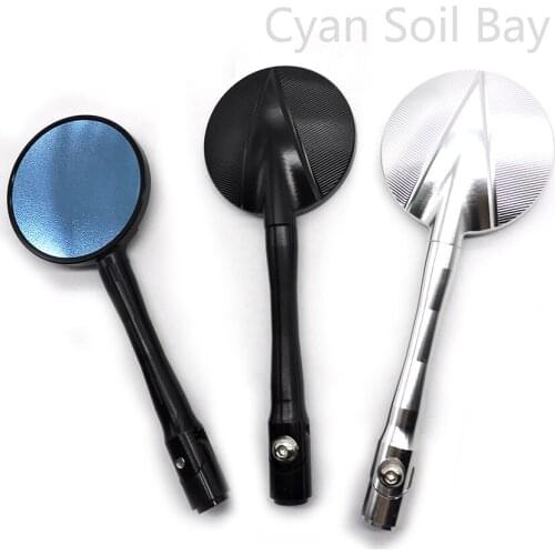 Pair 6mm 8mm 10mm Motorcycle Universal CNC Aluminum Rear View Handle Bar End Mirrors for Kawasaki Yamaha Honda Suzuki Chopper