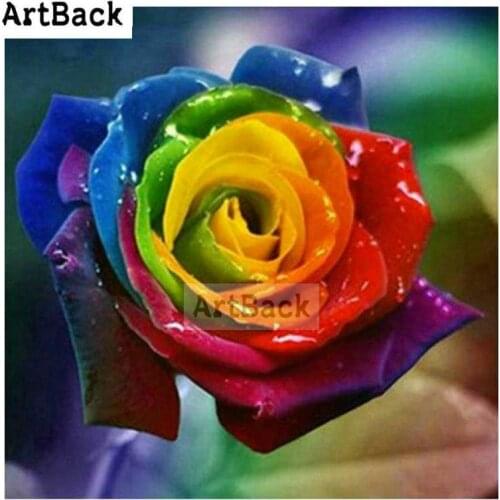 Mosaic 5d diy diamond cross stitch colored rose 3d diamond embroidery full square / round drill decorative painting