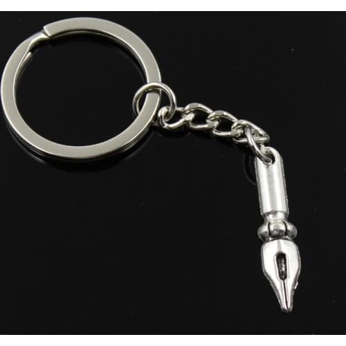 New Fashion Men 30mm Keychain DIY Metal Holder Chain Vintage Pen 32x7mm Bronze Pendant Gift