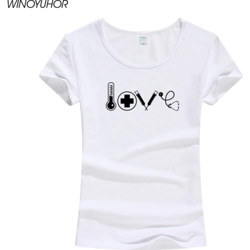 2020 Newest Summer Womens T-Shirt Love Nurse Gift T-Shirt Novelty Design Short Sleeve Cute Girl Doctor Medical Tops