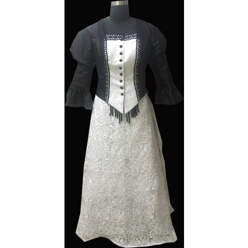 New black Vintage costumes 18th Duchess Retro medieval Renaissance Reenactment Theatre Civil war Victorian dress D-319