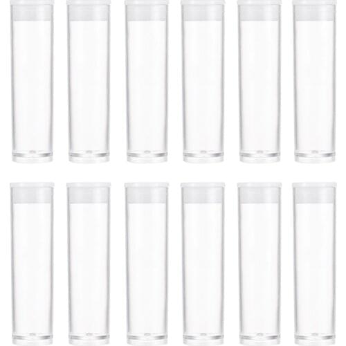 Pandahall 200pcs 55x15mm (2.16" Length/0.59" Diameter) Clear Tube Plastic Beads Containers with Lids for Jewelry Package Display