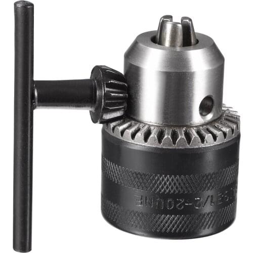 Uxcell Drill Chucks, 1/2-20UNF Threaded 1.5-13mm Capacity Y45 Steel with Chuck Key for Electric Impact Corded Cordless Drill